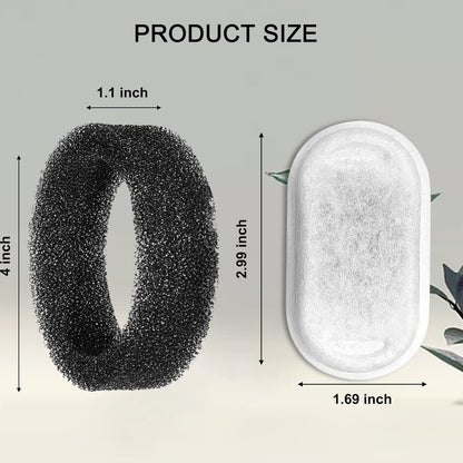 Cat Water Fountain Filters for 108/3.2L& 67oz/2L Stainless Steel Pet Water Dispenser Fountain Filter Replacement with 8 Sponges (8 Filters&8 Sponges)