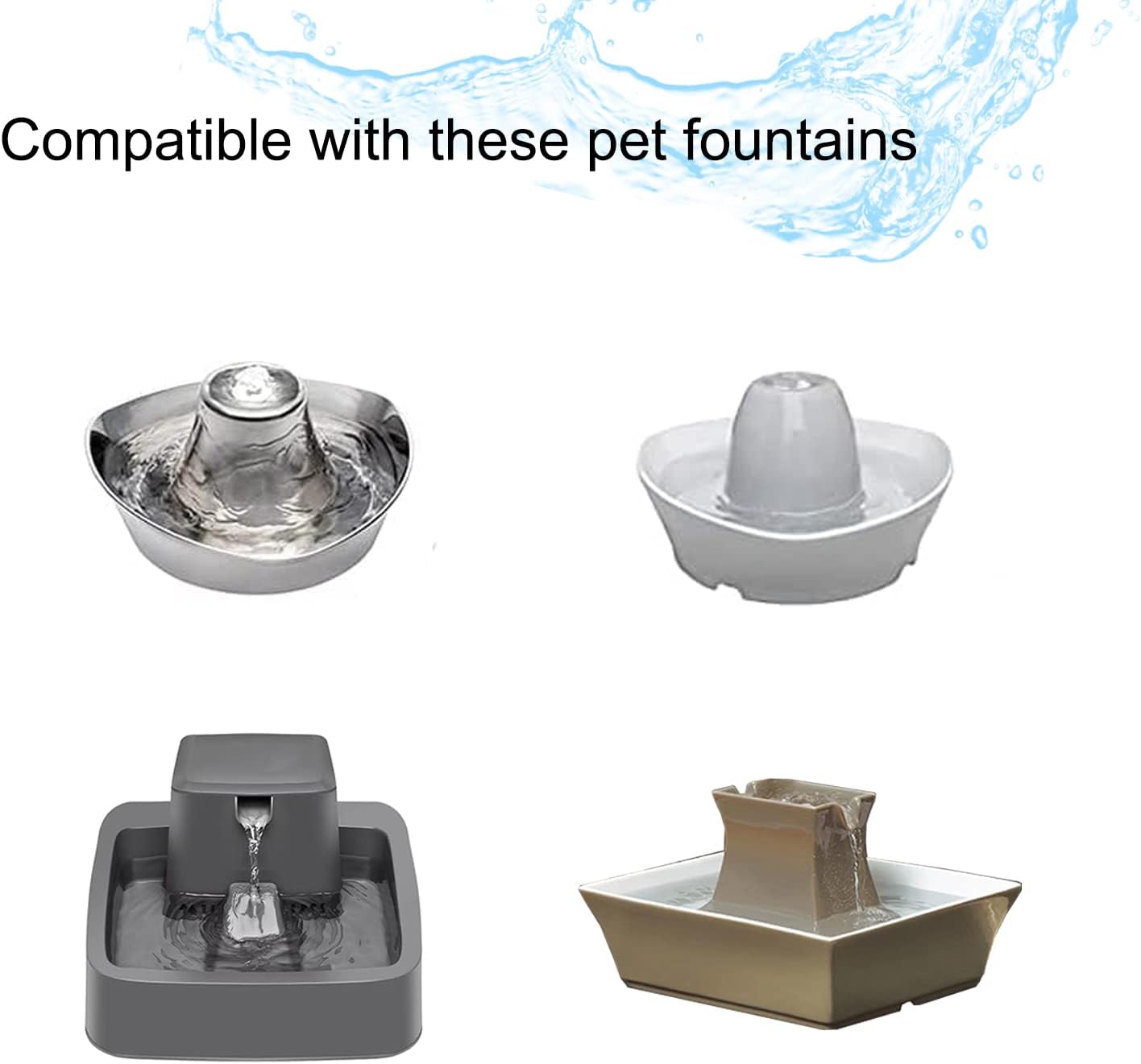 16 Pack Pet Fountain Filter Replacement,8 Carbon Filters and 8 Foam Pre-Filter Replacement Compatible with Multiple Pet Water Dspensers Water Bowl