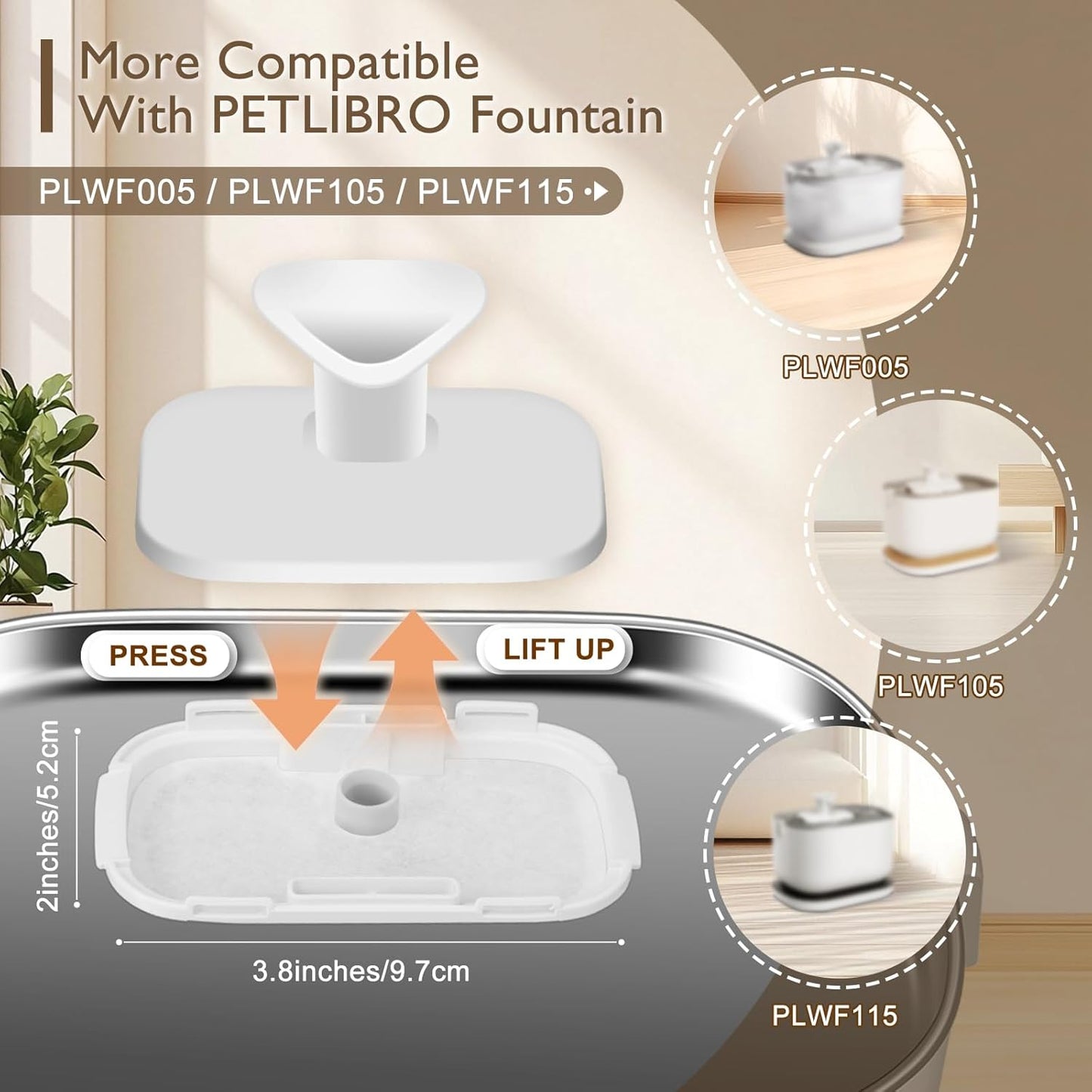 20 Packs Filter Replacement Compatible with  Cat Water Fountain PLWF005/PLWF105/PLWF115/PLWF106/PLWF116/PLWF305, Upgrade Replacement Filters Fit Pet libro Water Fountain, Easy to Install