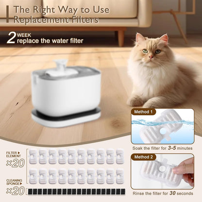 20 Packs Filter Replacement Compatible with  Cat Water Fountain PLWF005/PLWF105/PLWF115/PLWF106/PLWF116/PLWF305, Upgrade Replacement Filters Fit Pet libro Water Fountain, Easy to Install