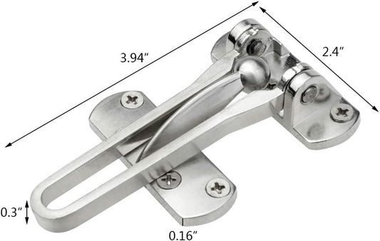 Home Security Door Lock, 2 Pack Latch Guard Clasp Front Door Locks for Kids, Home Reinforcement Lock for Swing-in Doors, Hotel Door Latches, Thicken Solid Aluminium Alloy, Satin Nickel