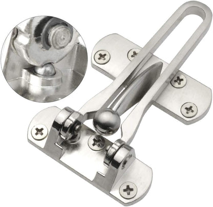 Home Security Door Lock, 2 Pack Latch Guard Clasp Front Door Locks for Kids, Home Reinforcement Lock for Swing-in Doors, Hotel Door Latches, Thicken Solid Aluminium Alloy, Satin Nickel