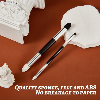 6 Pcs Blending Sponge Pen Double Headed Rub and Buff Washable Sketch Rubbing Sponge Brush Wipe Reusable Blending Stump Drawing Art Blenders for Artist Highlight Shadow Detail Tool (White,Black)