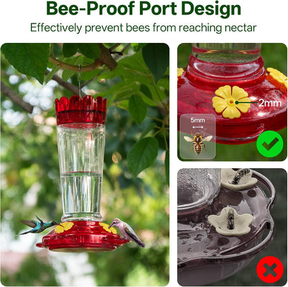 Plastic Hummingbird Feeder, 2-Pack 14 OZ Ant & Bee Proof Hummingbird Feeders for Outdoors Hanging, Leak-Proof Nectar Feeders with 4 Feeding Ports and Perches, Gifts for Mom, Birdlovers