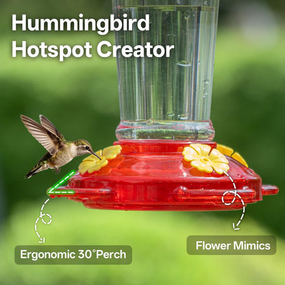 Plastic Hummingbird Feeder, 2-Pack 14 OZ Ant & Bee Proof Hummingbird Feeders for Outdoors Hanging, Leak-Proof Nectar Feeders with 4 Feeding Ports and Perches, Gifts for Mom, Birdlovers