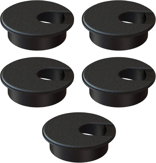 Desk Grommet 2 Inch (50 mm) Pack of 5-Black ABS Plastic Cable Hole Cover to Arrange Wires & Cords Through Computer Table/Countertops