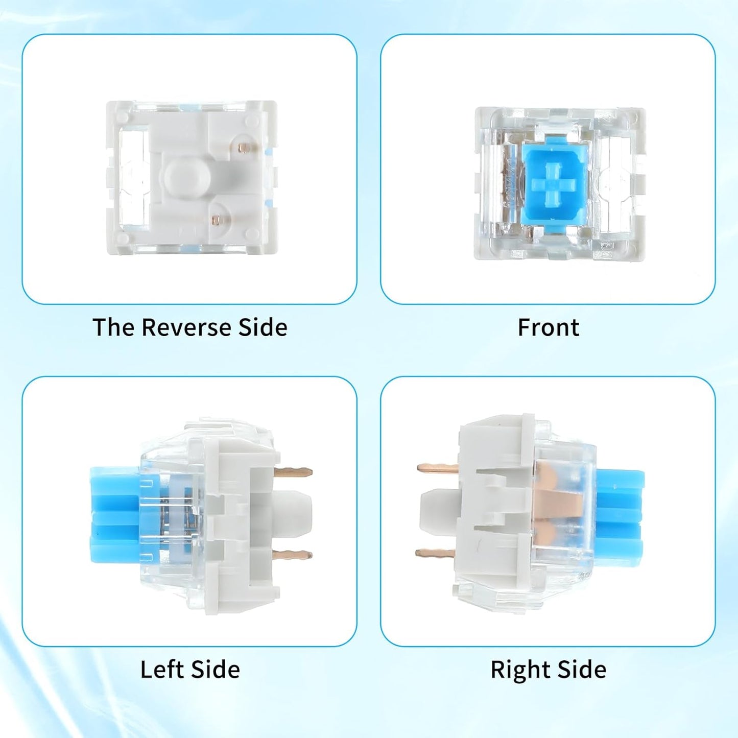 Keyboard Switches, 50 Pcs 3 PIN Blue Keyboard Clicker Replacement Dustproof Mechanical Keyboards Switches for Most Gaming Keyboards