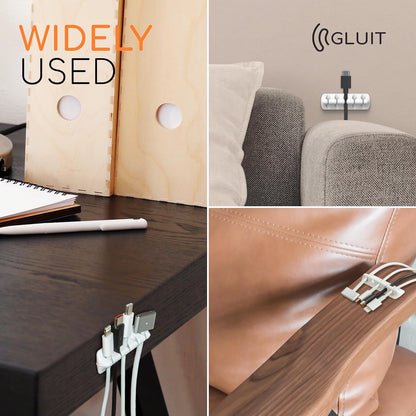 Cord Organizer for Desk Cable Holder for Nightstand Charger Organizer Adhesive Desktop Versatile Wire Multislot Clips and Table Management Accessories Office Spaces New White 5 Pack, 15 Slots