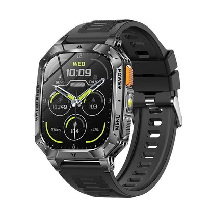 Smart Watch with Bluetooth Calling - Square Screen Fitness Tracker with 1400mAh Battery 8-10 Days Use - Waterproof Smartwatch for Men - Black Rubber