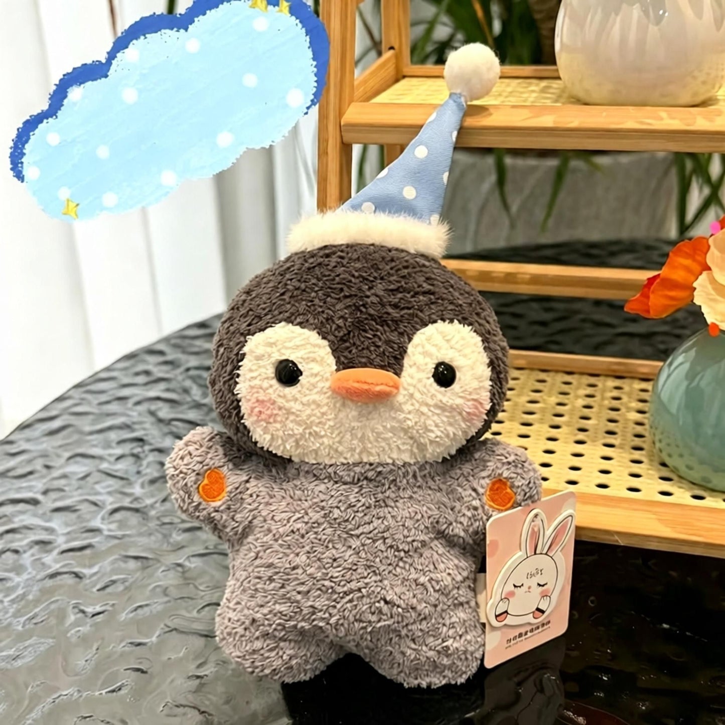 Goodnight Series Plush Toy - Soft Cuddly Animal Doll for Desk Decoration - Soothing Palm-Sized Stuffed Companion - Penguin