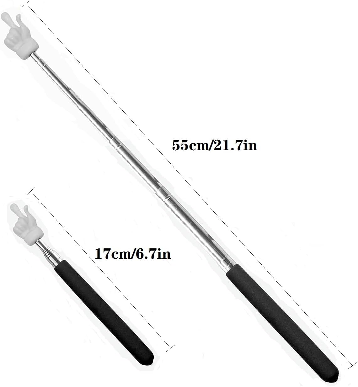 Teacher Pointer Sticks Finger,Pointer for Classroom,Telescoping Hand Pointer, Retractable Classroom Fingers Elementary School Kindergarten Teacher,Classroom Supplies (1 PCS, Black) Black 1 PCS