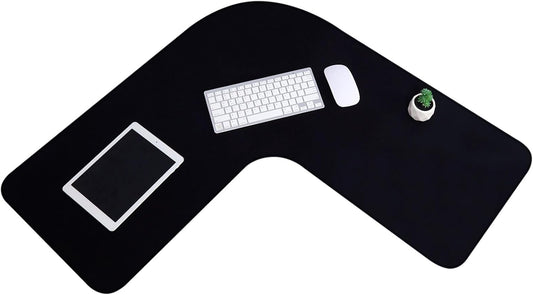 L Shaped Desk Mat Corner Mouse Pad Waterproof Large Rubber for Office Home Curved Keyboard Gaming Setup Computer Protection Supplies, 36.2 Inches(Black) Black