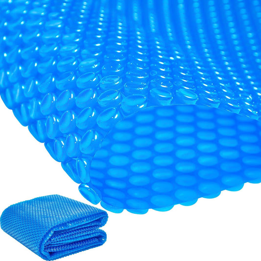 8 x ft Pool Hot Tub Solar Cover, 16 Mil Heavy Duty Trimmable Floating Thermal Blanket Spa Bubble Cover for Inground Pools Swimming Insulating Heating  Feet