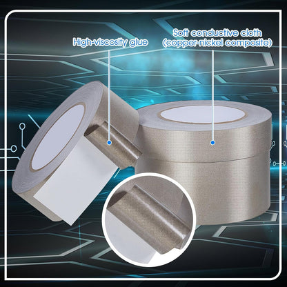 3 Roll Double Conductive Fabric Tape Cloth Adhesive Roll(1in x 100ft, 1.5in 2in 100ft)  1in 100ft