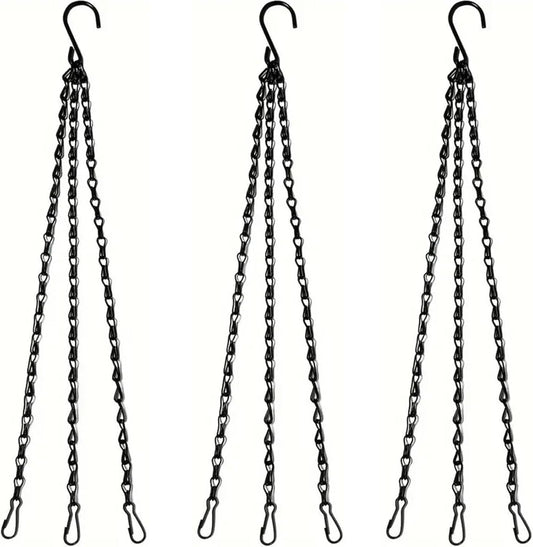 Hanging Basket Chain, 3 Sets Plant Hanger Metal Chains with Clips for Flower Pots, Planters, Bird Cage, Lanterns(Black) (Clips)