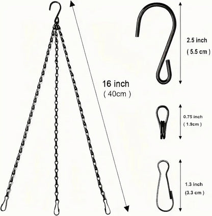 Hanging Basket Chain, 3 Sets Plant Hanger Metal Chains with Clips for Flower Pots, Planters, Bird Cage, Lanterns(Black) (Clips)