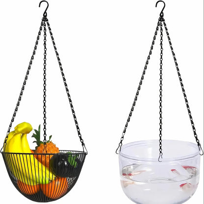 Hanging Basket Chain, 3 Sets Plant Hanger Metal Chains with Clips for Flower Pots, Planters, Bird Cage, Lanterns(Black) (Clips)