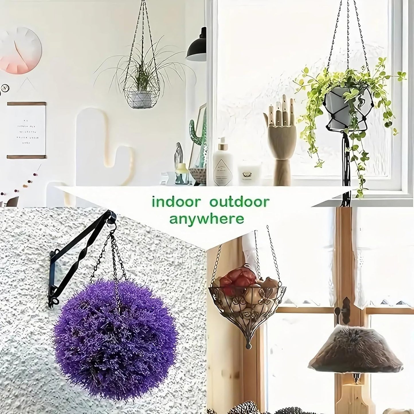 Hanging Basket Chain, 3 Sets Plant Hanger Metal Chains with Clips for Flower Pots, Planters, Bird Cage, Lanterns(Black) (Clips)