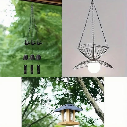 Hanging Basket Chain, 3 Sets Plant Hanger Metal Chains with Clips for Flower Pots, Planters, Bird Cage, Lanterns(Black) (Clips)