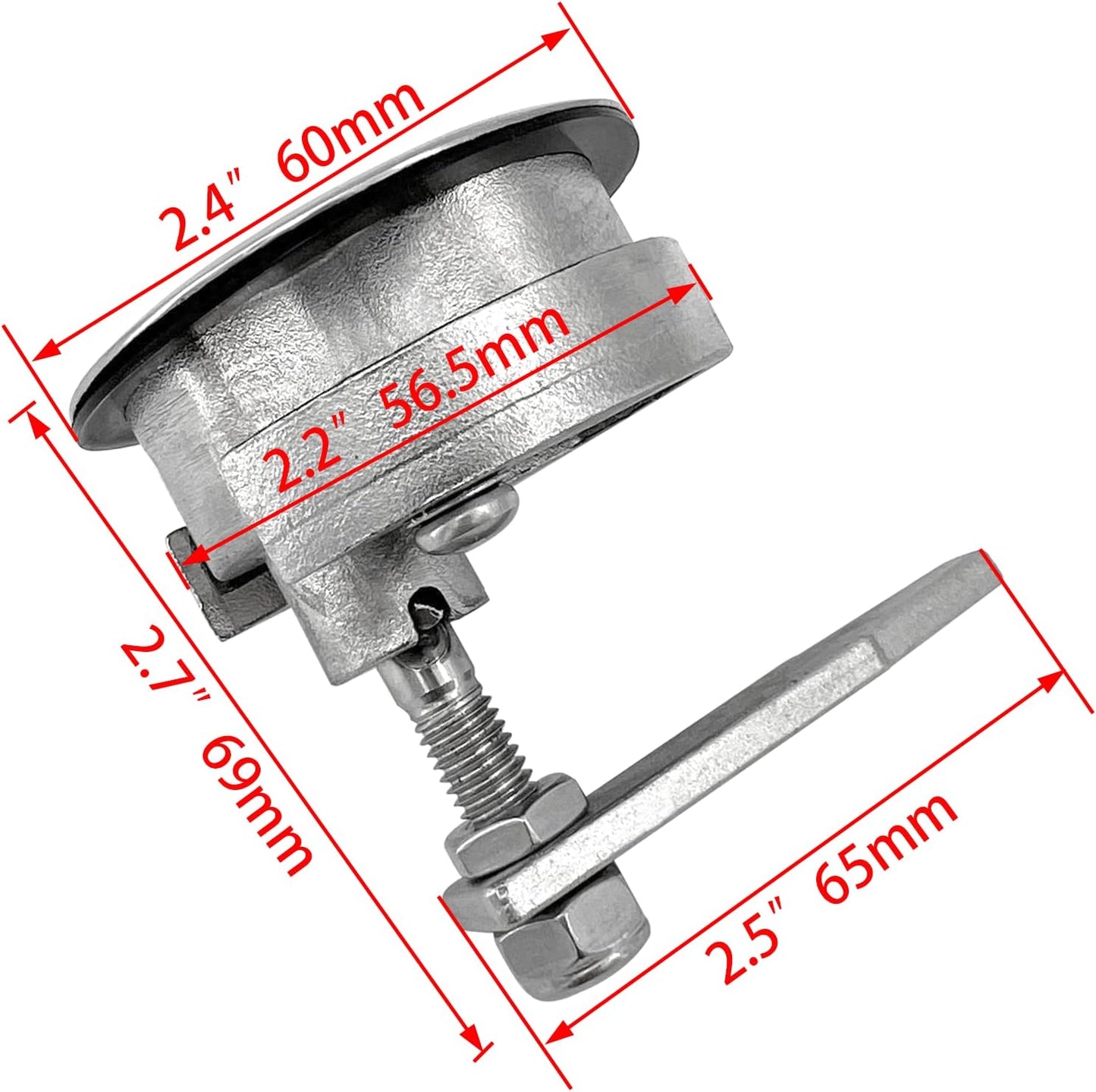 MARIEN 2PCS Marine Grade Stainless Steel Floor Buckle Hatch Latch Flush Turning Lift Handle Recessed Pull latchs