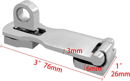 Grade Stainless Steel 3" Heavy Duty Door Hasp with Turning Padlock Eye Mount Screws