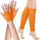 Petluno Elastic Neon Leg Warmers and Fingerless Gloves, 80s Set, Costume Accessory (Orange), Orange, One Size