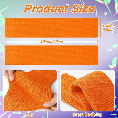 Petluno Elastic Neon Leg Warmers and Fingerless Gloves, 80s Set, Costume Accessory (Orange), Orange, One Size