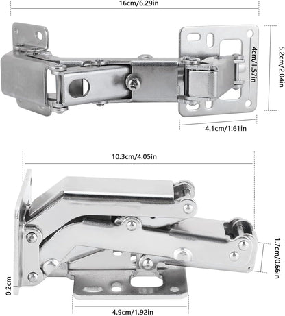 Spring-loaded hinge, 170 degrees, for kitchen cabinets, door hinges, large angle door hinges, angle stop, self-closing hinge, 4 pieces, improved version with buffer damping