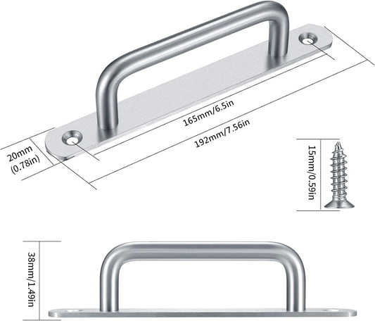 2 pieces sliding door handles, split door handles, sliding door handle with stainless steel plate, cabinet door handle, shed door handles, garden door handles (192 mm) 192MM