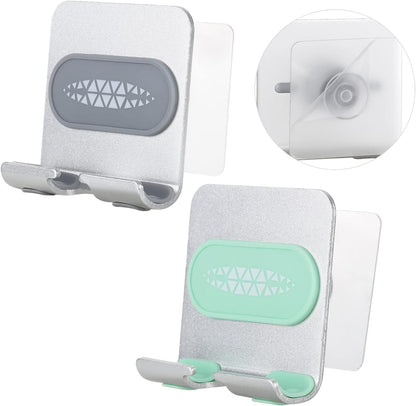 2 PCS Shower Phone Holder, Shower Phone Mount Phone Holder for Shower Wall Mount Phone Holder Phone Wall Mount Adjustable Cellphone Stand Cell Phone Stand with Adhesive Pads for Bathroom Kitchen