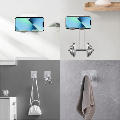 2 PCS Shower Phone Holder, Shower Phone Mount Phone Holder for Shower Wall Mount Phone Holder Phone Wall Mount Adjustable Cellphone Stand Cell Phone Stand with Adhesive Pads for Bathroom Kitchen