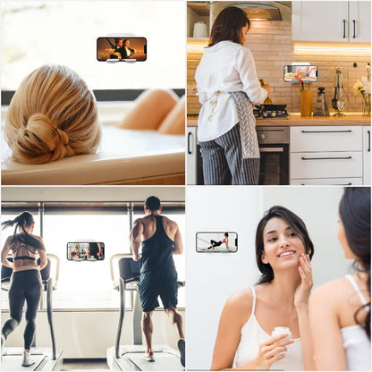 2 PCS Shower Phone Holder, Shower Phone Mount Phone Holder for Shower Wall Mount Phone Holder Phone Wall Mount Adjustable Cellphone Stand Cell Phone Stand with Adhesive Pads for Bathroom Kitchen