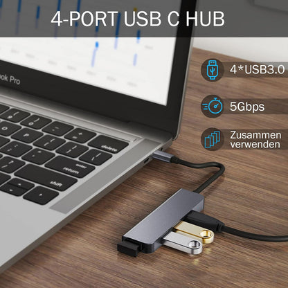 4-Port USB 3.0 Hub, Portable Data USB Hub, USB Splitter for MacBook, Mac Pro, Mac mini, iMac, Surface Pro, Laptop, PC, Flash Drive, Mobile HDD (Charging Not Supported) (3.9ft)