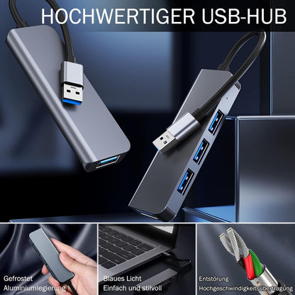 4-Port USB 3.0 Hub, Portable Data USB Hub, USB Splitter for MacBook, Mac Pro, Mac mini, iMac, Surface Pro, Laptop, PC, Flash Drive, Mobile HDD (Charging Not Supported) (3.9ft)