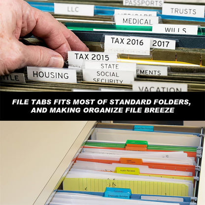 File Folder Tabs Hanging File Folder Labels 60 Sets Plastic File Tabs with Inserts for Hanging Files