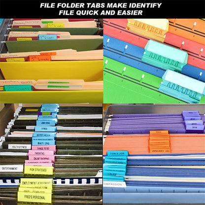 File Folder Tabs Hanging File Folder Labels 60 Sets Plastic File Tabs with Inserts for Hanging Files