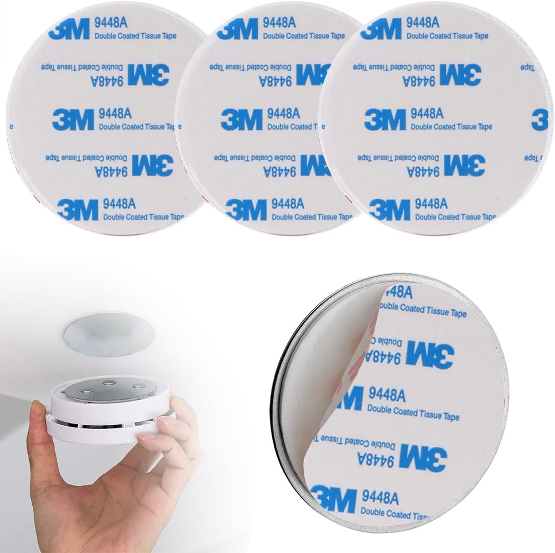 Magnetic Smoke Detector Sticky Pads Magnetic Adhesive Pads 3PCS Magnetic Smoke Alarm Fixing Mount No Drilling Magnet Holder Installation Tool for Smoke Fire Alarms Detector