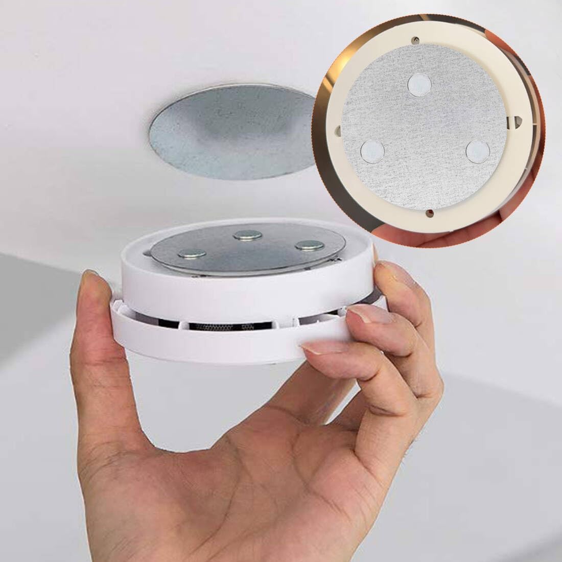 Magnetic Smoke Detector Sticky Pads Magnetic Adhesive Pads 3PCS Magnetic Smoke Alarm Fixing Mount No Drilling Magnet Holder Installation Tool for Smoke Fire Alarms Detector