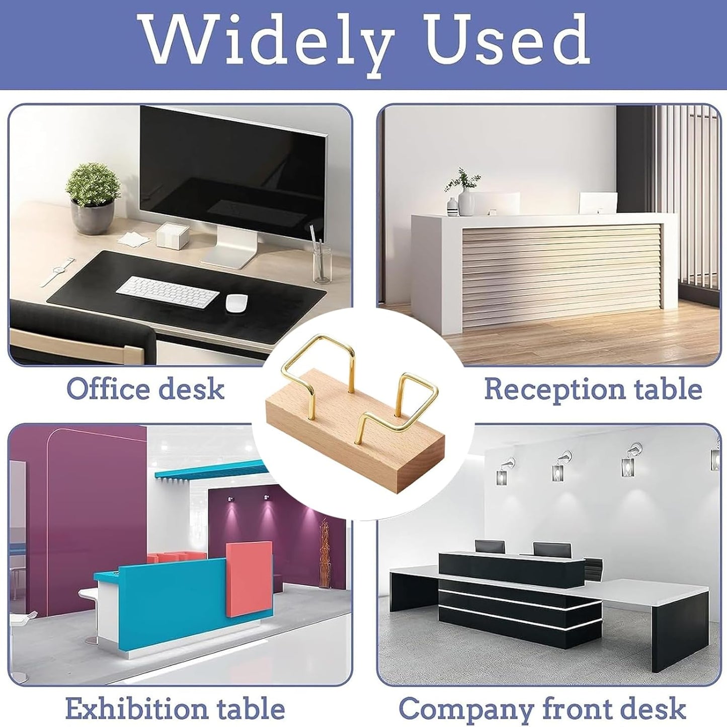 2PCS Wooden Business Card Holder for Desk,Creative Desk and Tabletop Display Stand for Office,Elegant Wood Card Stand Holder for Professional Use,Unique Business Card Organizer with Natural Finish