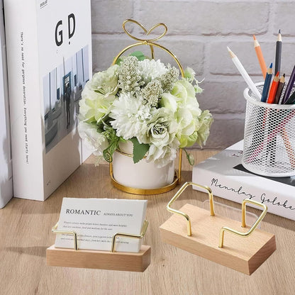 2PCS Wooden Business Card Holder for Desk,Creative Desk and Tabletop Display Stand for Office,Elegant Wood Card Stand Holder for Professional Use,Unique Business Card Organizer with Natural Finish