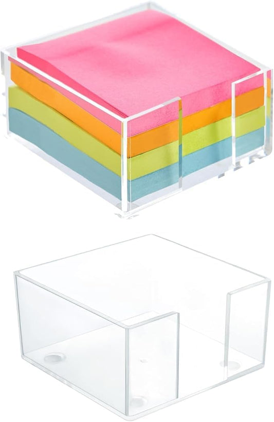 1pcs  3x3 Inch Acrylic Sticky Note Holder - Clear Desktop Organizer for Post-it Notes, Perfect for Office, Home & Classroom, Transparent Memo Pad Dispenser with Crystal Design