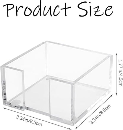 1pcs  3x3 Inch Acrylic Sticky Note Holder - Clear Desktop Organizer for Post-it Notes, Perfect for Office, Home & Classroom, Transparent Memo Pad Dispenser with Crystal Design