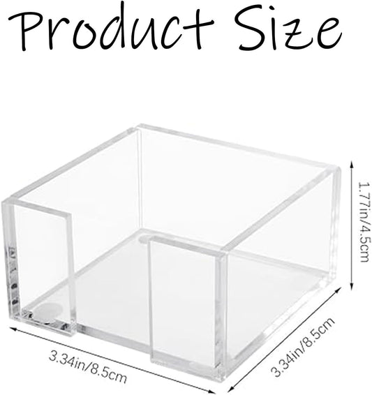 1pcs  3x3 Inch Acrylic Sticky Note Holder - Clear Desktop Organizer for Post-it Notes, Perfect for Office, Home & Classroom, Transparent Memo Pad Dispenser with Crystal Design