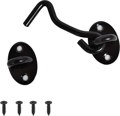 3-inch Heavy Duty Hook and Eye Latch - 1x Barn Door Lock, 4X Mounting Screws - Stainless Steel Hooks for Door, Windows, Sheds, Fences, Gates, Closets, Cabinets
