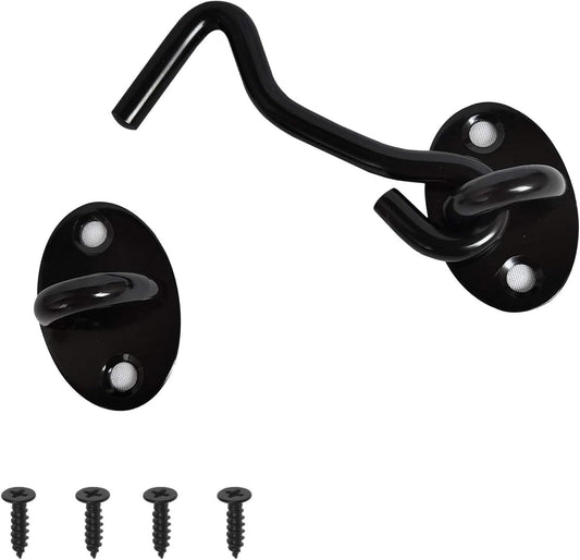 3-inch Heavy Duty Hook and Eye Latch - 1x Barn Door Lock, 4X Mounting Screws - Stainless Steel Hooks for Door, Windows, Sheds, Fences, Gates, Closets, Cabinets