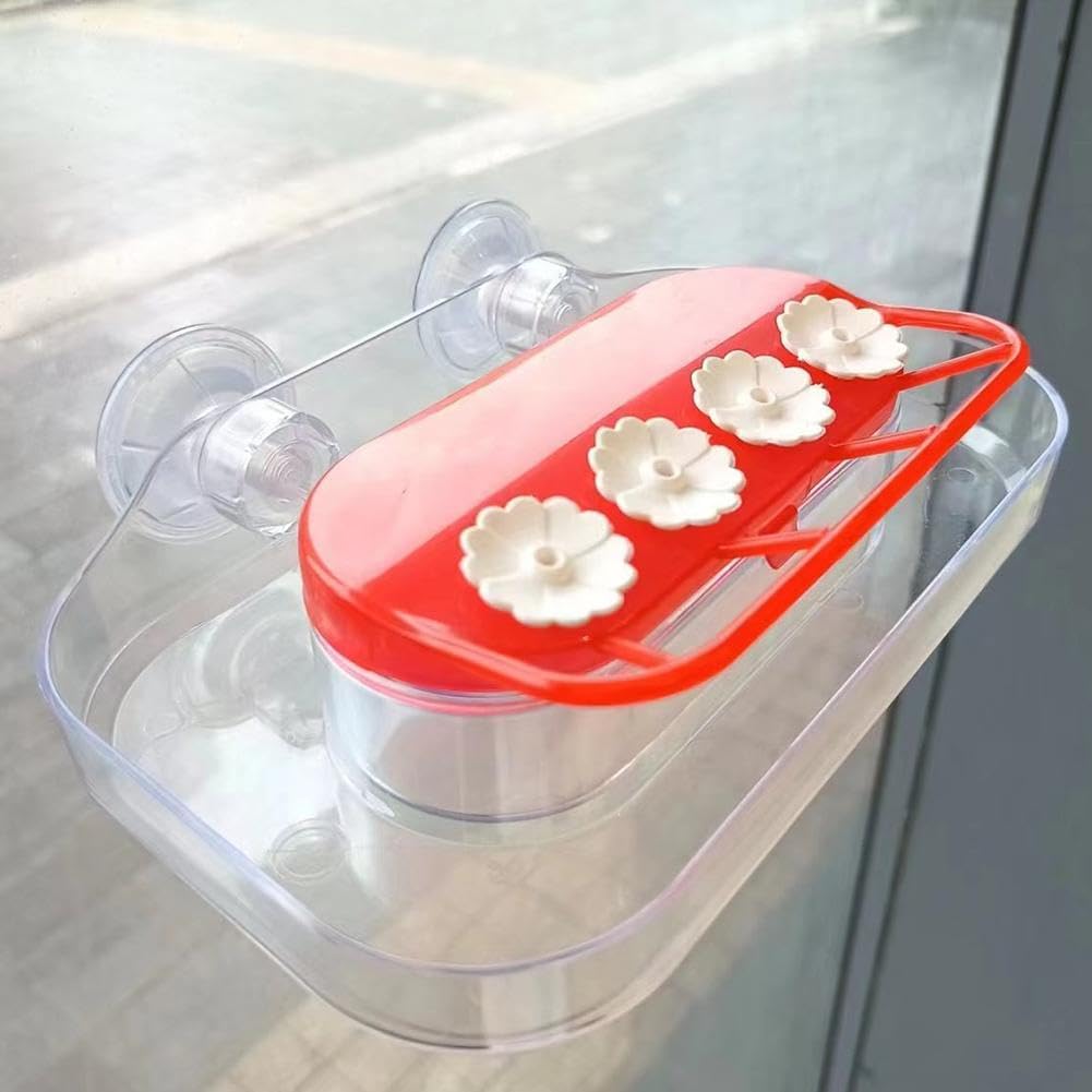 Window Hummingbird Feeders - Hanging Hummingbird Feeder with Suction Cup, Tabletop Humming Bird Feeder Bird Water Station Trays, Easy to Clean and Refill Plastic Humming Bird Feeder (Yellow)