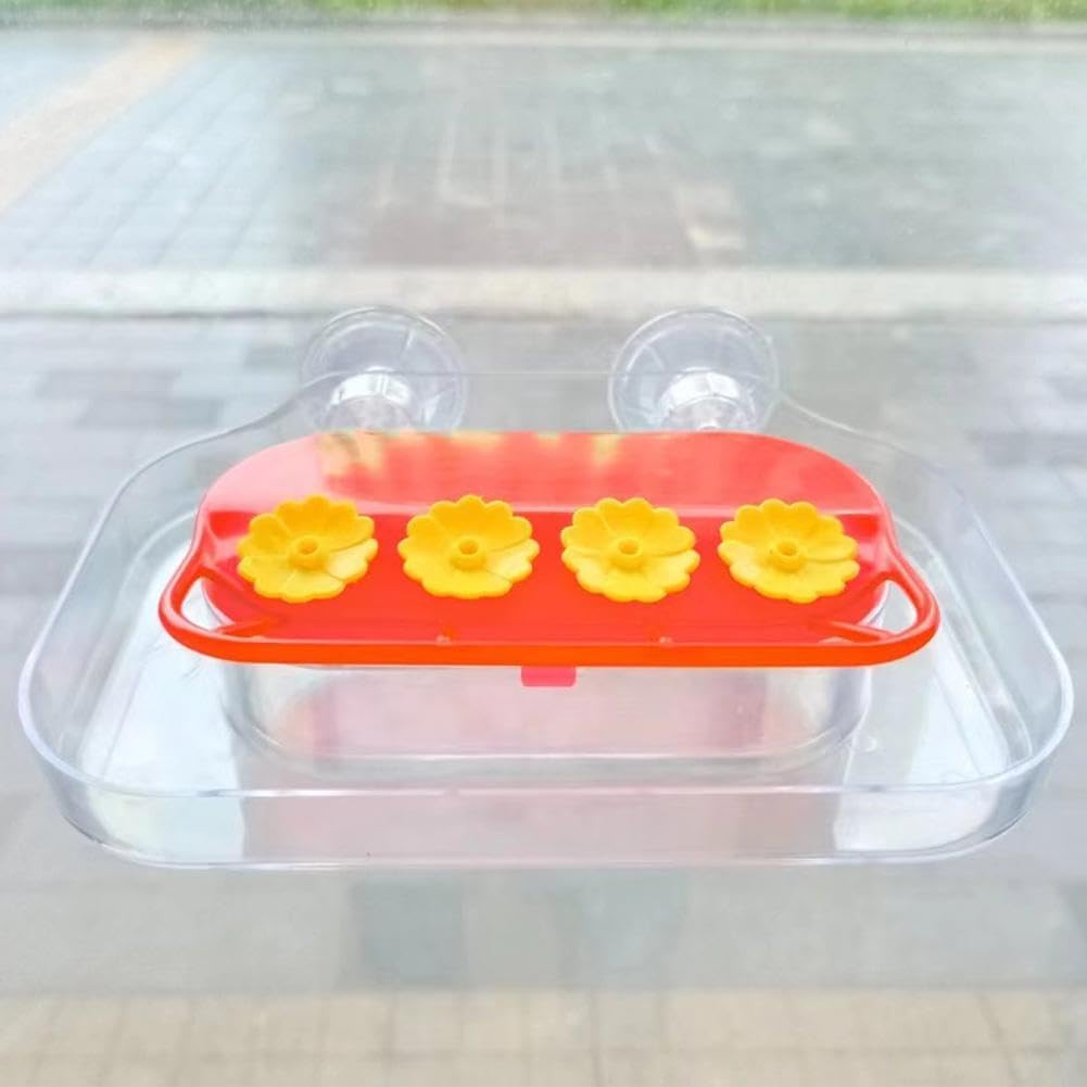 Window Hummingbird Feeders - Hanging Hummingbird Feeder with Suction Cup, Tabletop Humming Bird Feeder Bird Water Station Trays, Easy to Clean and Refill Plastic Humming Bird Feeder (Yellow)