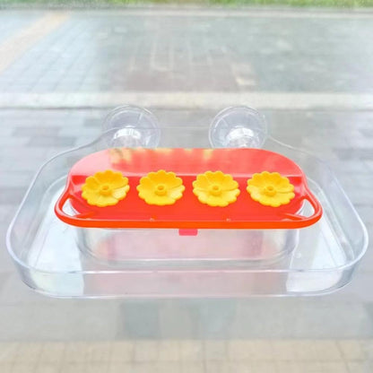 Window Hummingbird Feeders - Hanging Hummingbird Feeder with Suction Cup, Tabletop Humming Bird Feeder Bird Water Station Trays, Easy to Clean and Refill Plastic Humming Bird Feeder (Yellow)