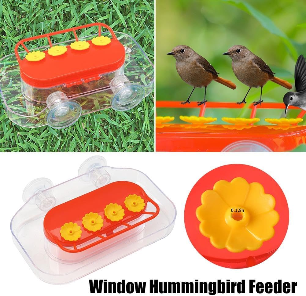 Window Hummingbird Feeders - Hanging Hummingbird Feeder with Suction Cup, Tabletop Humming Bird Feeder Bird Water Station Trays, Easy to Clean and Refill Plastic Humming Bird Feeder (Yellow)