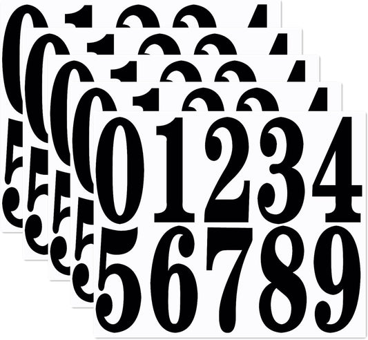 4 Inch Numbers Sticker, (0-9, 5 Sets) Modern Number Vinyl Waterproof Number Self Adhesive Sticker for Signs, Door, Cars, Trucks, Home, Business, Address Number (4 inch)